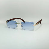 Blue Gradient Narrow Hexagon Sunglasses