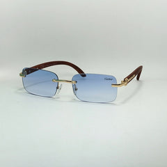 Blue Gradient Narrow Hexagon Sunglasses