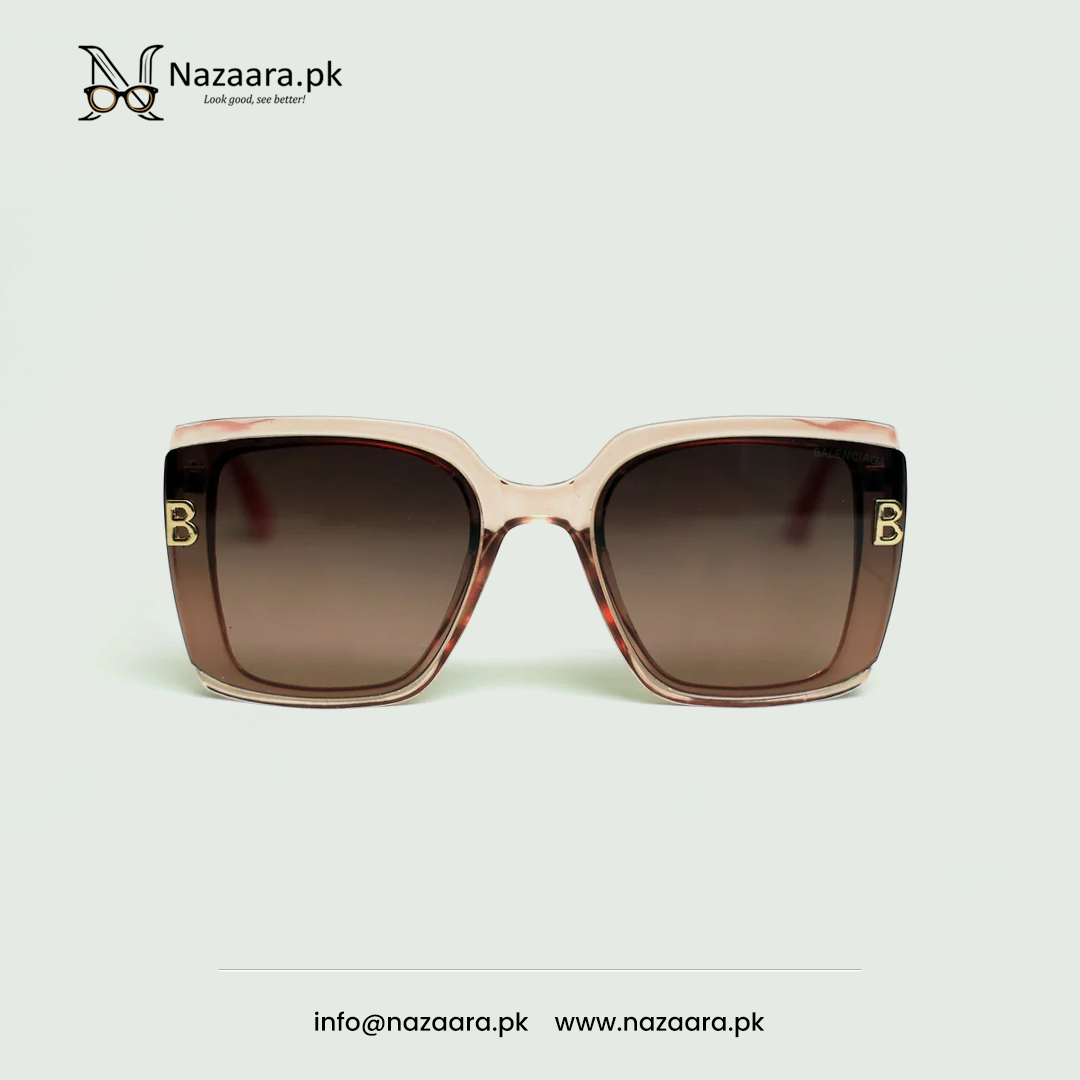 Balenciagaa - 10652 - Acetate - Brown Shade- Square Shape - Sunglasses