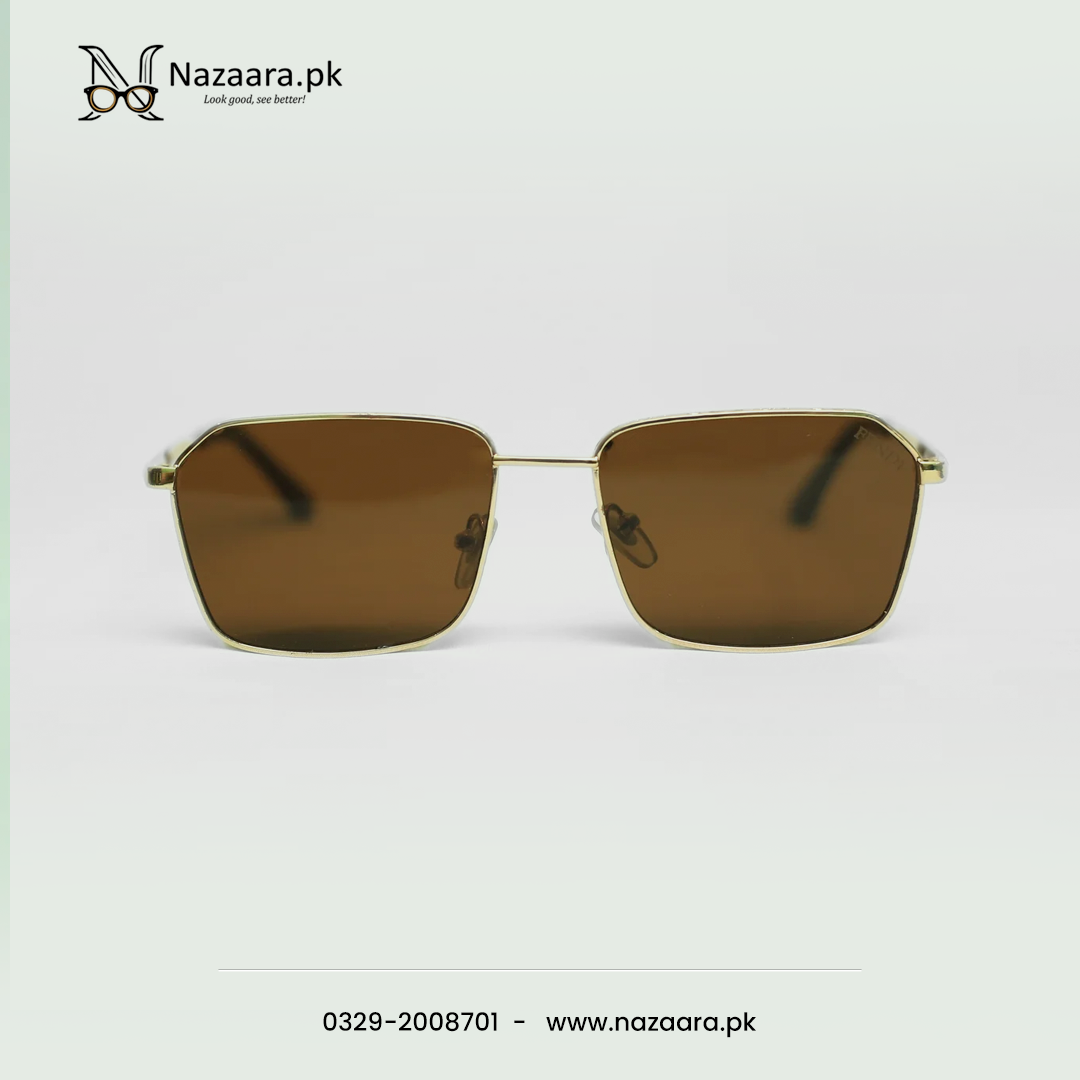 Fendii - H5567 - Metal - Brown Shade - Hexagonal shape - Sunglasses