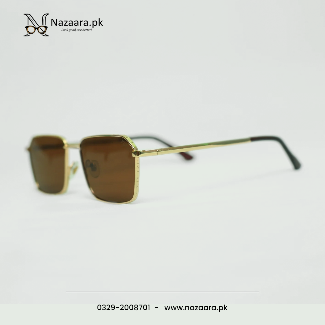 Fendii - H5567 - Metal - Brown Shade - Hexagonal shape - Sunglasses