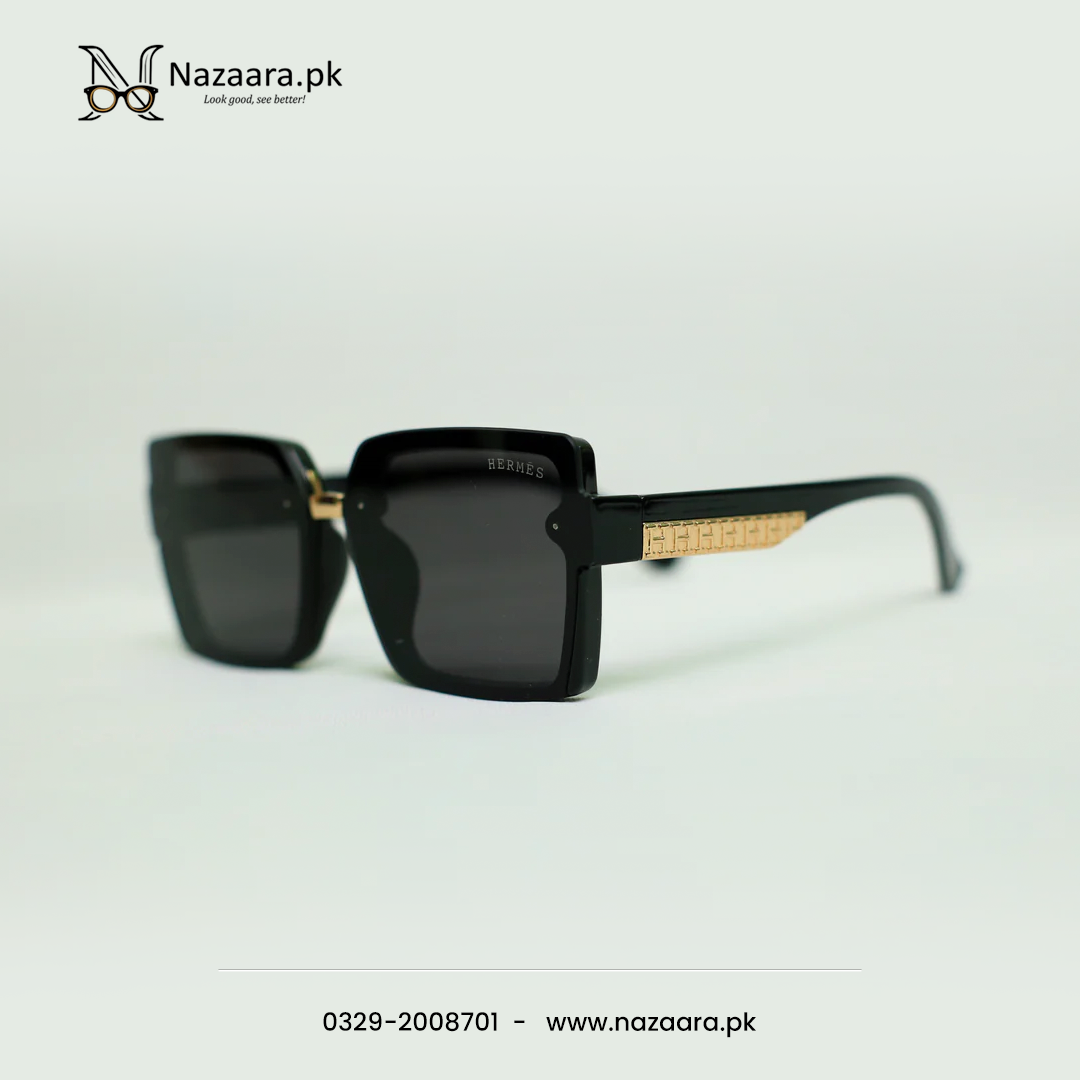 Hermes - G15088 - Acetate - Black Shade - Square Shape - Sunglasses