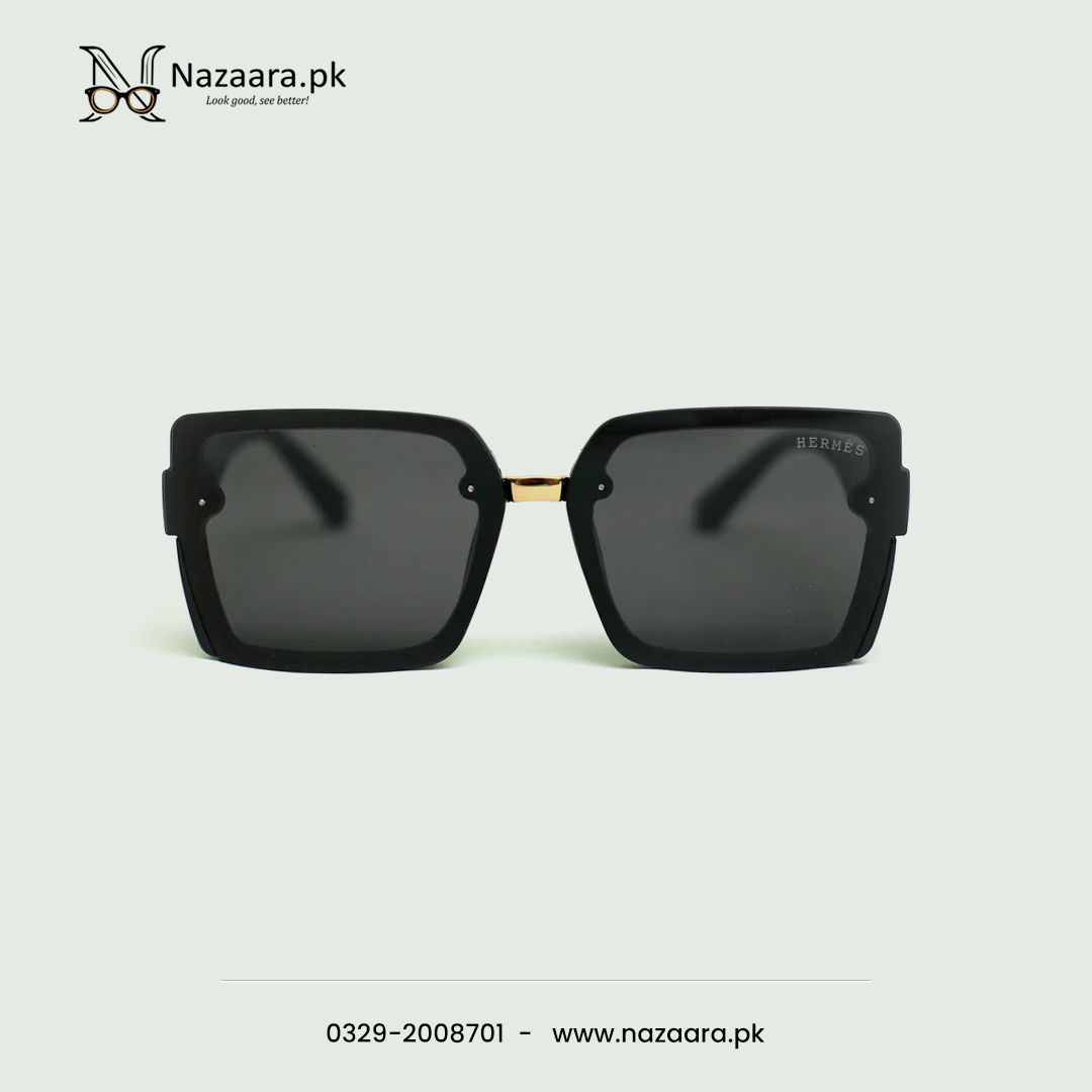 Hermes - G15088 - Acetate - Black Shade - Square Shape - Sunglasses