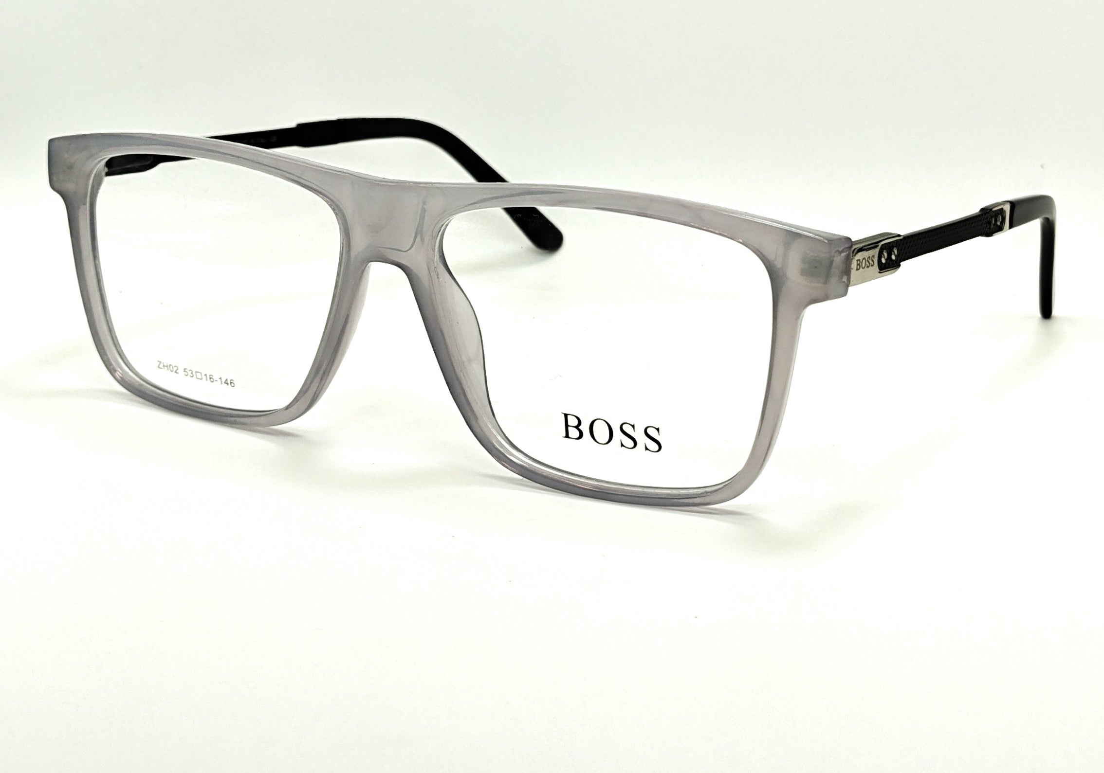 Boss - ZH02 - Acetate - Square - Transparent Gray - Eyewear