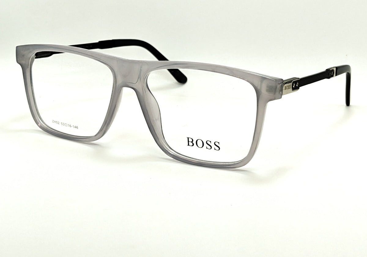 Boss - ZH02 - Acetate - Square - Transparent Gray - Eyewear